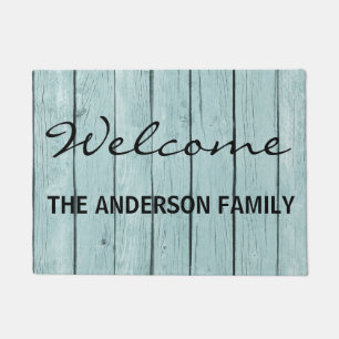 Faux Blue Wood personalised Door Mat