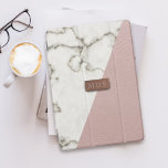 Faux Blush Pink Leather Marble iPad Cover<br><div class="desc">Fabulously faux marble and blush pink leather effect with a rose gold metallic look plate for your initials. Please note this is a printed effect - no pink cows nor marbled critters were harmed in the making</div>