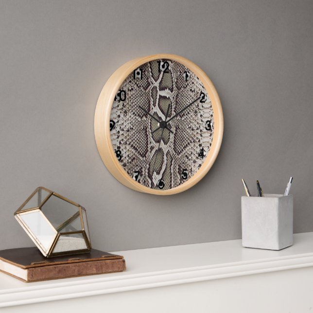 Faux Boa Constrictor Snakeskin Wall Clock (Office)