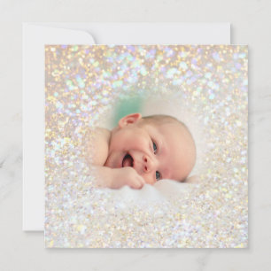faux bokeh glitter effect baby photo holiday card