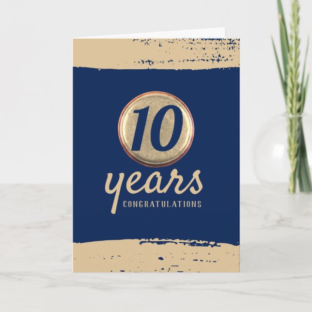 Faux brass universal employee anniversary card (Front)