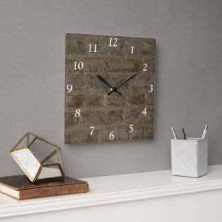 Faux Brick Wall Square Wall Clock