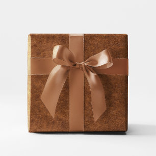 Faux Bright Brown Leather Wrapping Paper