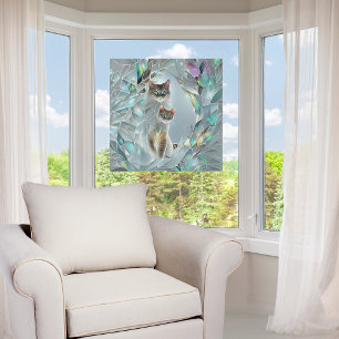 Faux Broken Glass Two Cats Peeking Out