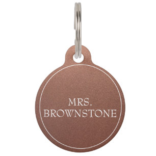 Faux Bronze QR Code Custom Text Simple Pet Tag