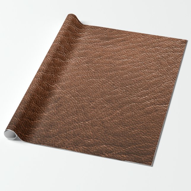 Faux Brown Animal Leather Print Wrapping Paper (Unrolled)