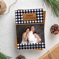 Faux Brown Leather Black Buffalo Plaid Christmas