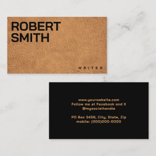 Faux Brown Leather Business Card