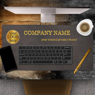 Faux Brown Leather Company Desk Mat