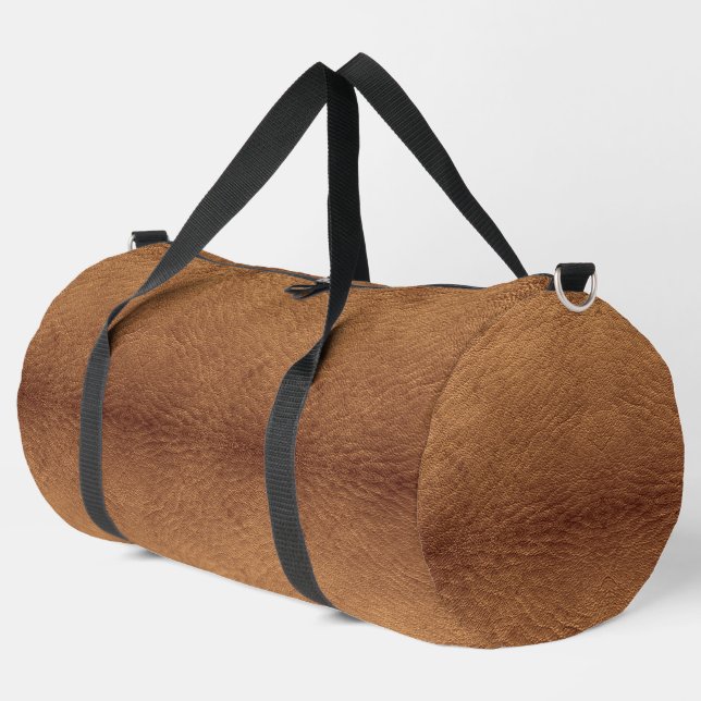 Faux Brown Leather Duffle Bag (Left Corner)