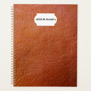 Faux brown leather planner