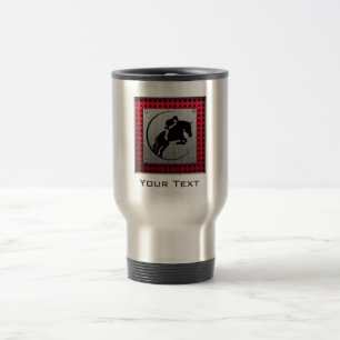 Faux Brushed Aluminium Equestrian. Travel Mug