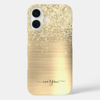 Faux Brushed Gold Metal, Glitter, Script Name