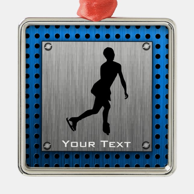 Faux Brushed Metal; Figure Skating Metal Tree Decoration (Front)