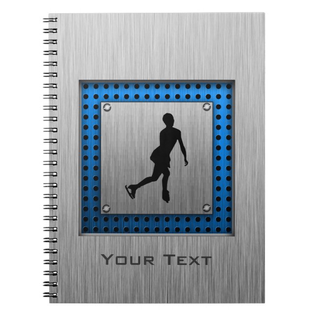 Faux Brushed Metal; Figure Skating Spiral Notebook (Front)