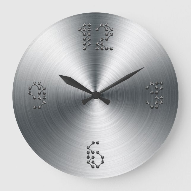 Faux Brushed Sheet Steel Modern Wall Clock (Front)