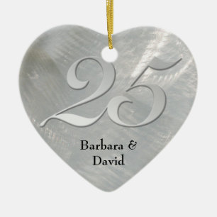 Faux Brushed Silver Anniversary Ornament