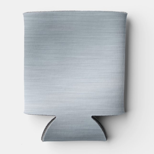 Faux Brushed Silver Background Can Cooler (Front)