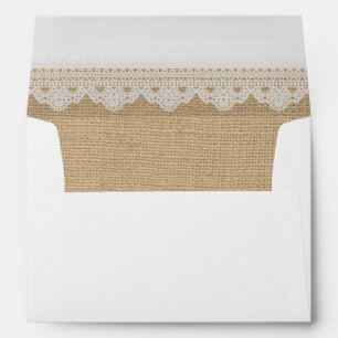 Faux burlap and lace envelope