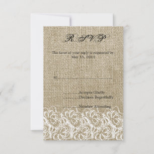 Faux Burlap and Lace  RSVP Card