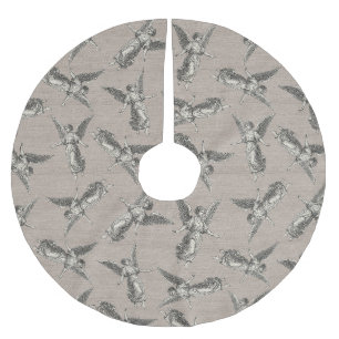 Faux burlap beige Angel traditional Christmas Brushed Polyester Tree Skirt