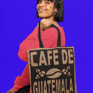 FAUX BURLAP COFFEE BAG PURSE TOTE