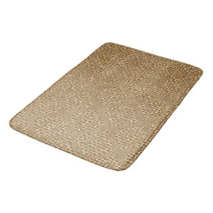 Faux Burlap Jute Argyle Linen Squares Art Pattern Bath Mat