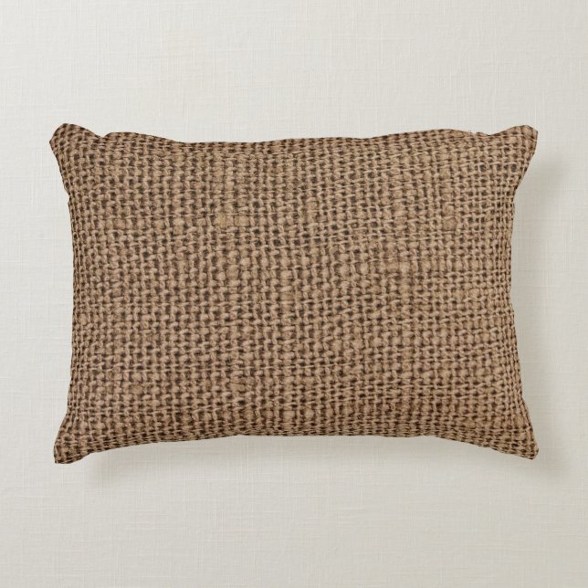 Faux Burlap Textured Pattern Decorative Cushion (Front)