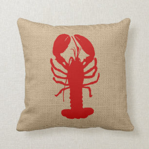 Faux Burlap with Lobster Nautical Pillow