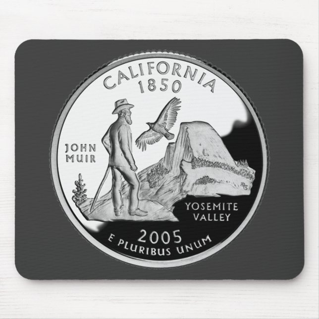 Faux California State Quarter Yosemite Valley Muir Mouse Pad (Front)