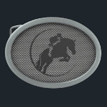 Faux Carbon Fibre Equestrian Belt Buckles<br><div class="desc">You will love this cool black carbon fibre equestrian horse riding horses design. Great for gifts! Available on tee shirts, smart phone cases, mousepads, keychains, posters, cards, electronic covers, computer laptop / notebook sleeves, caps, mugs, and more! Visit our site for a custom gift case for Samsung Galaxy S3, iphone...</div>