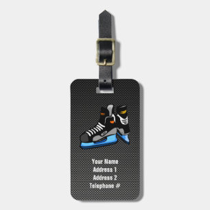 Faux Carbon Fibre Hockey Skates Luggage Tag