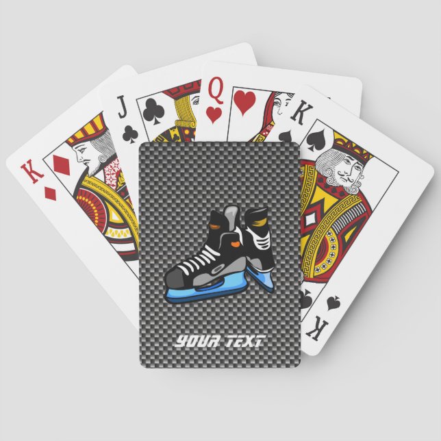 Faux Carbon Fibre Hockey Skates Playing Cards (Back)