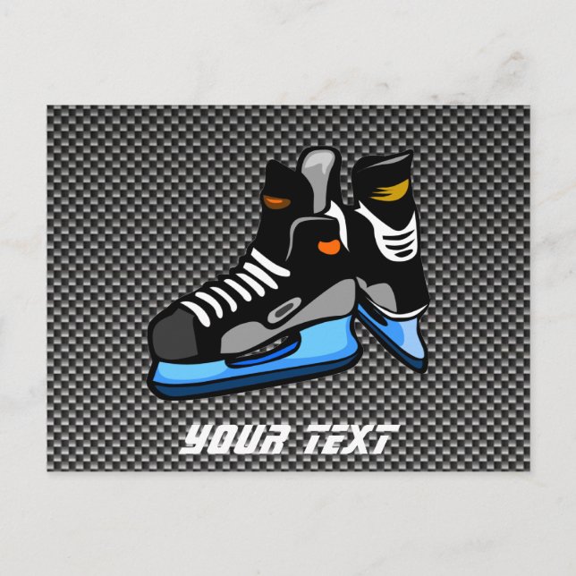 Faux Carbon Fibre Hockey Skates Postcard (Front)
