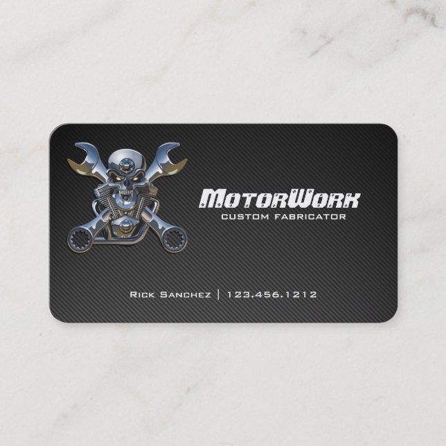 Faux Carbon Fibre Motorcycle Business Card (Front)