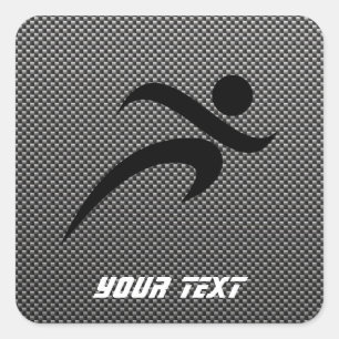 Faux Carbon Fibre; Running Square Sticker