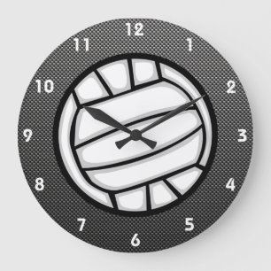 Faux Carbon Fibre Volleyball Large Clock