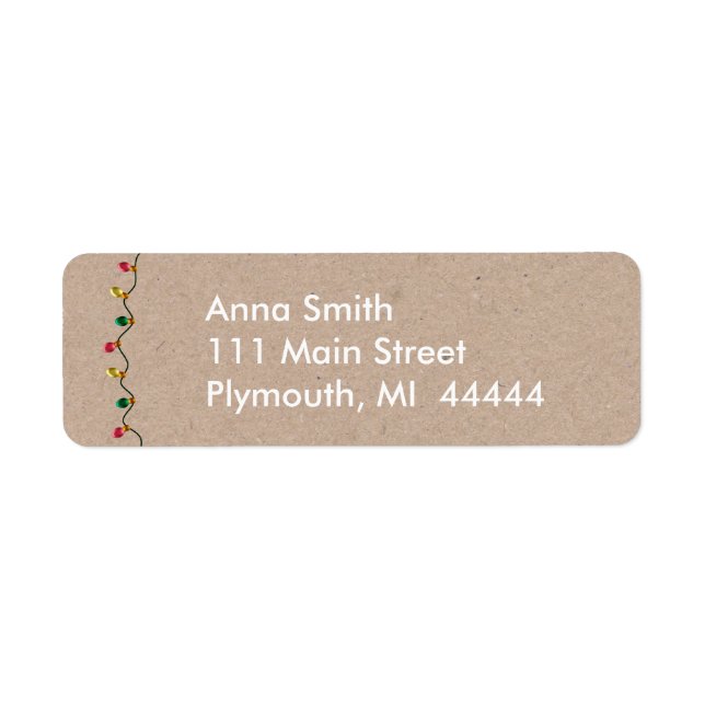 Faux Cardboard Christmas Light Address Label (Front)