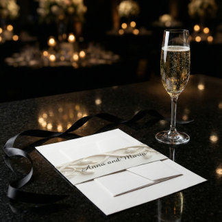 Faux Carved Plaster Relief Ivory Floral Invitation Belly Band