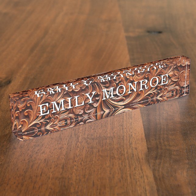 Faux Carved Wood Grain Nameplate (Side)