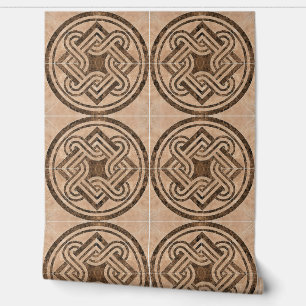 Faux Ceramic Tiles Vintage Ornaments Wallpaper