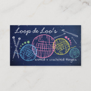 Faux chalkboard crochet hook knitting needles yarn business card