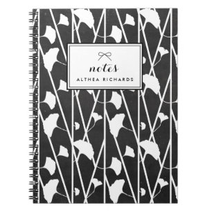 Faux Chalkboard Floral Vines Pattern Personalised Spiral Notebook