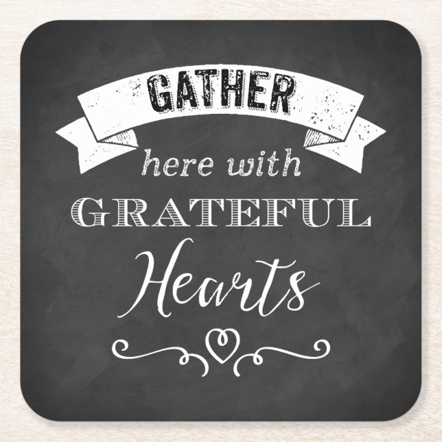 FAUX Chalkboard Grateful Hearts PAPER Coasters (Front)