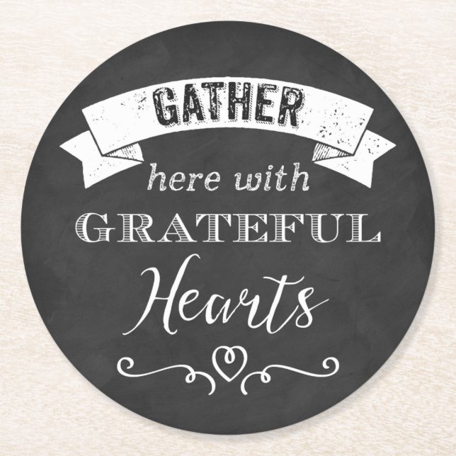 FAUX Chalkboard Grateful Hearts PAPER Coasters 2 (Front)