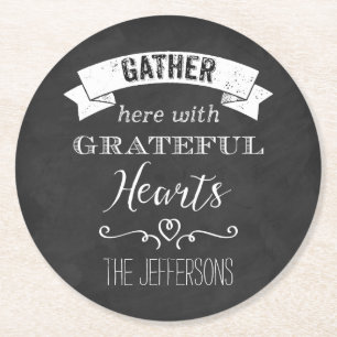 FAUX Chalkboard Grateful Hearts PAPER Coasters 4