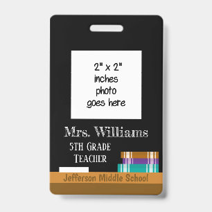 Faux Chalkboard Middle School Teacher ID Badge 