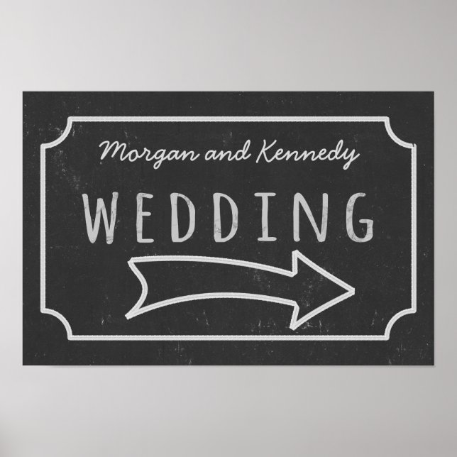 Faux Chalkboard Wedding Direction Poster (Front)