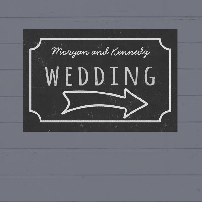 Faux Chalkboard Wedding Direction Poster (If your wedding is pointing to the right, this is the poster just for you. Add your names!)