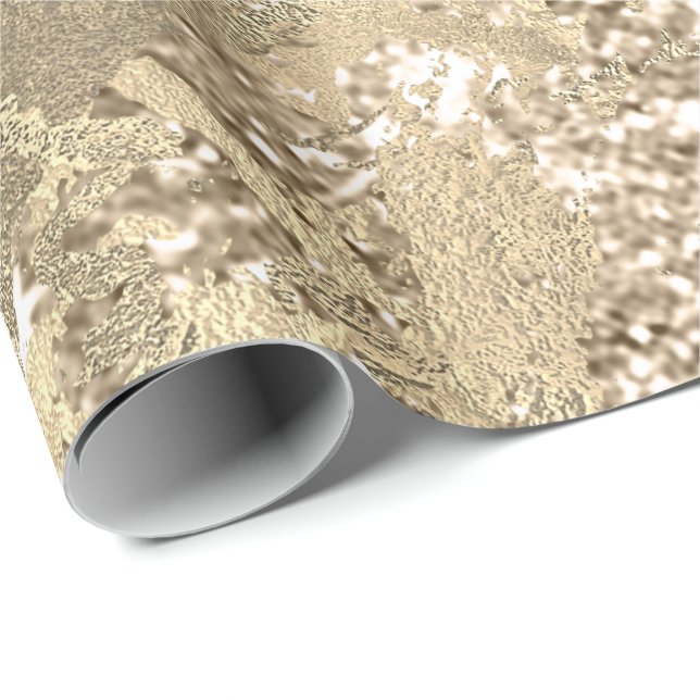 Faux Champaigne Rose Gold Marble Metallic Sparkly Wrapping Paper (Roll Corner)